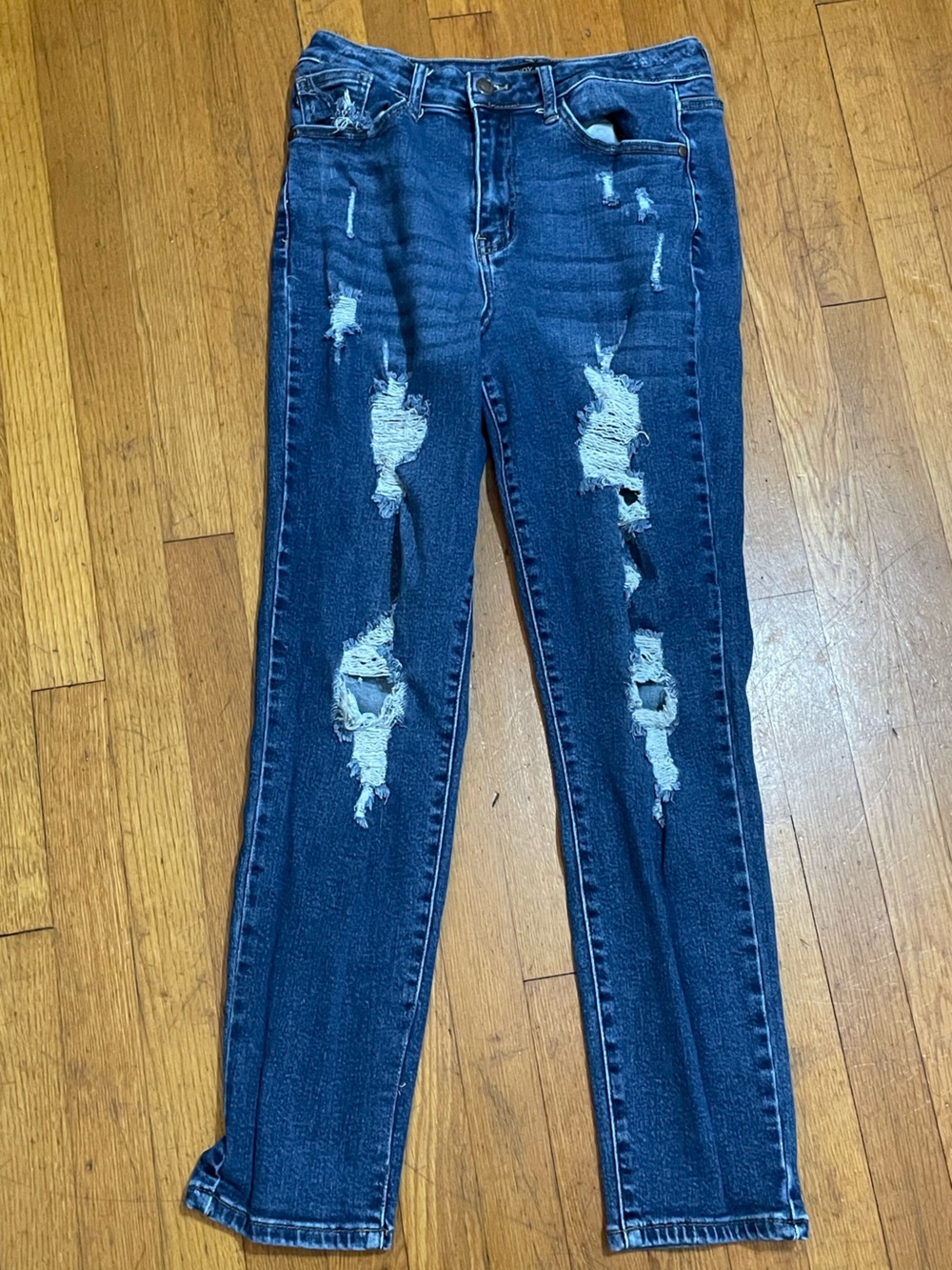 Dark Blue Distressed Women's Jeans